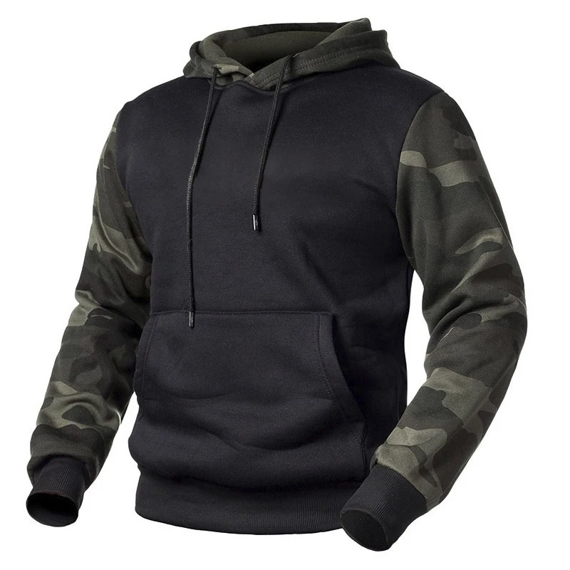 New Men'S Clothing Autumn Casual Sweater Camouflage Color Matching Hooded Sweater Wholesale Top Survêtement Homme Ht003