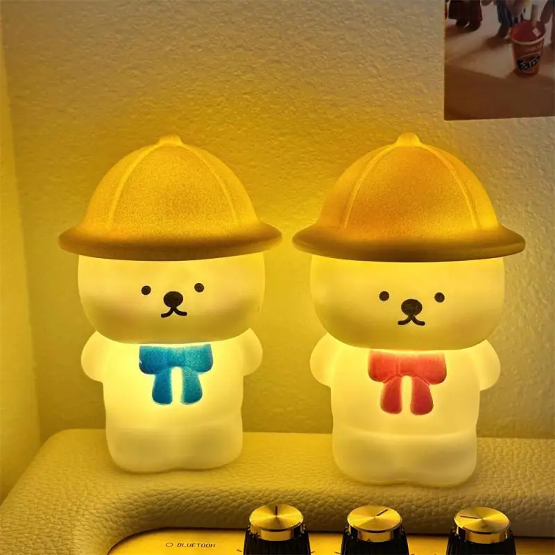 

1 PCS Little White Bear Night Light Creative Bedroom Bedside Lamp Warm Light Unplugged Children's Luminous Toys Night Light Lamp