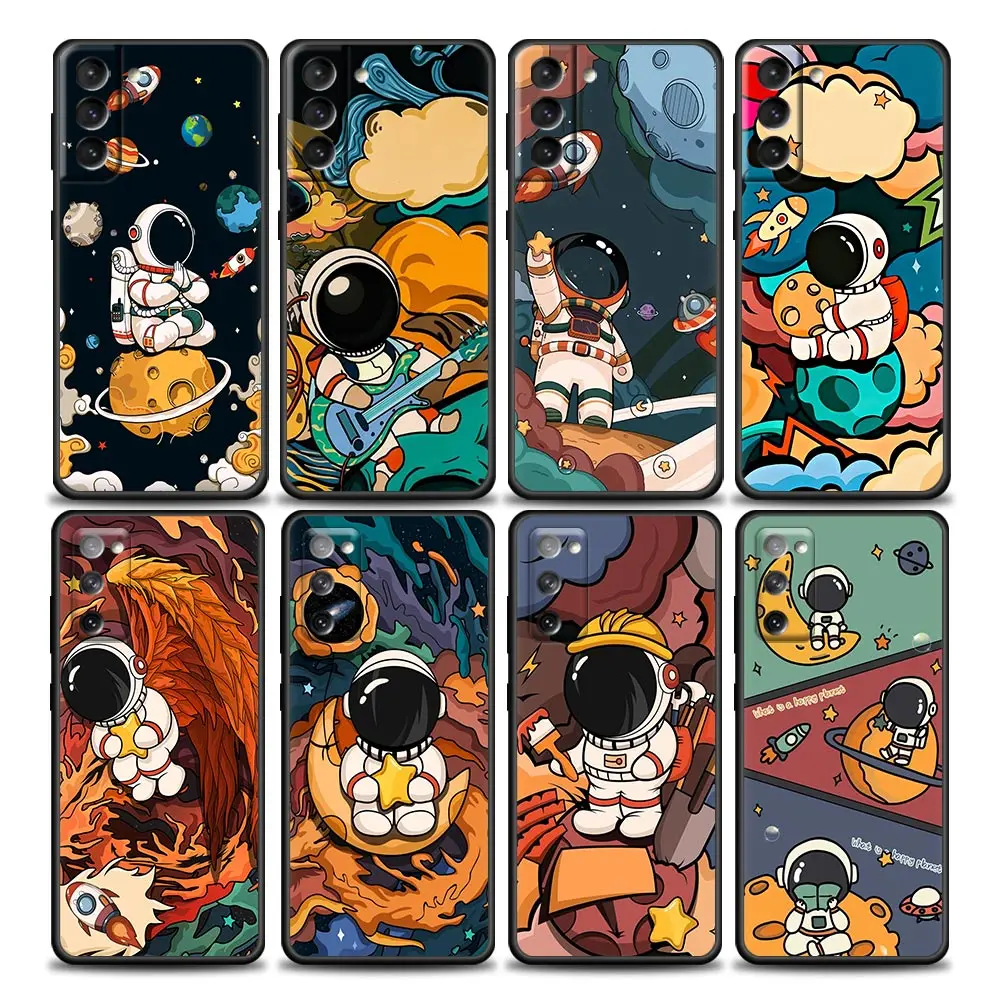

Cartoon Astronaut Space Spaceman S22Ultra Case For Samsung Galaxy S21 S20 FE S22 Ultra S10 S9 S8 Plus 5G Case Soft Cover Fundas