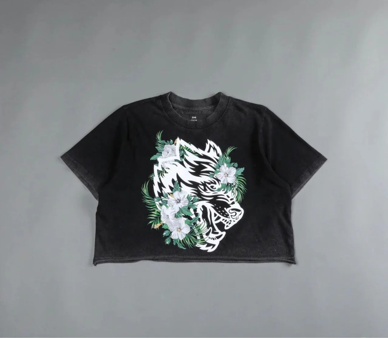 Darc She Shirt Wolf Head Top Cherry Blossom Wolf Yoga Short Sleeve Women Summer Pure Cotton Pure Cotton Sports Fitness T-shirt