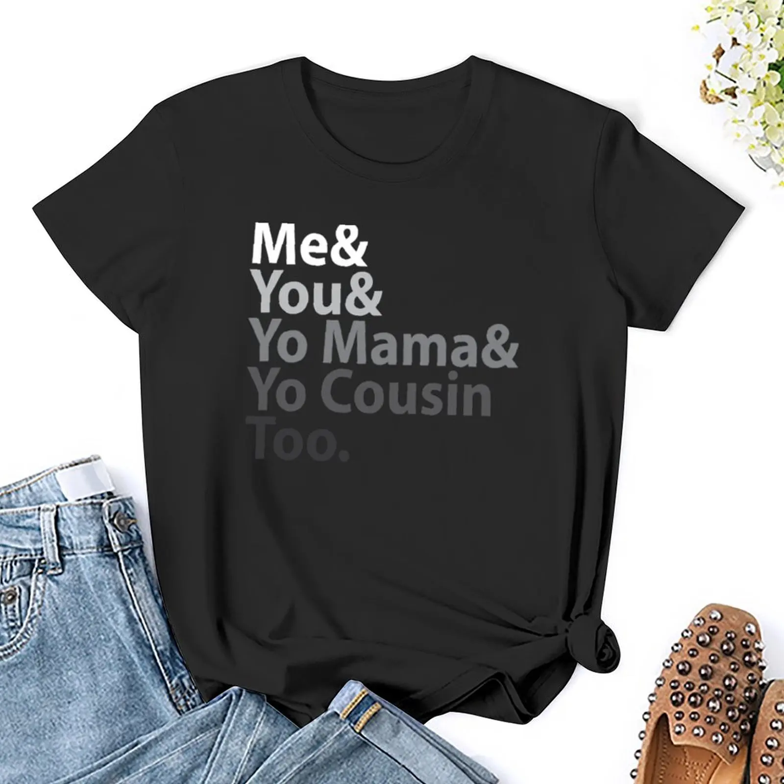 Фото Футболка с надписью Me You Yo Mama Too Outkast-Lyric, великолепные тяжелые быстросохнущие принты с животными для женщин №5
