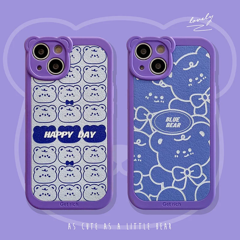 

Cartoon Cute Teddy Bear Creative Phone Cases For iPhone 13 12 11 Pro Max XR XS MAX X Lady Girl Shockproof Soft TPU Shell Gift