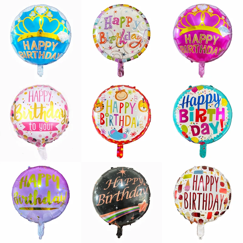

18inch Round Aluminum Foil Balloons Happy Birthday Printed Pattern Balloons Alphabet Balloons Birthday Party Decoration Supplies