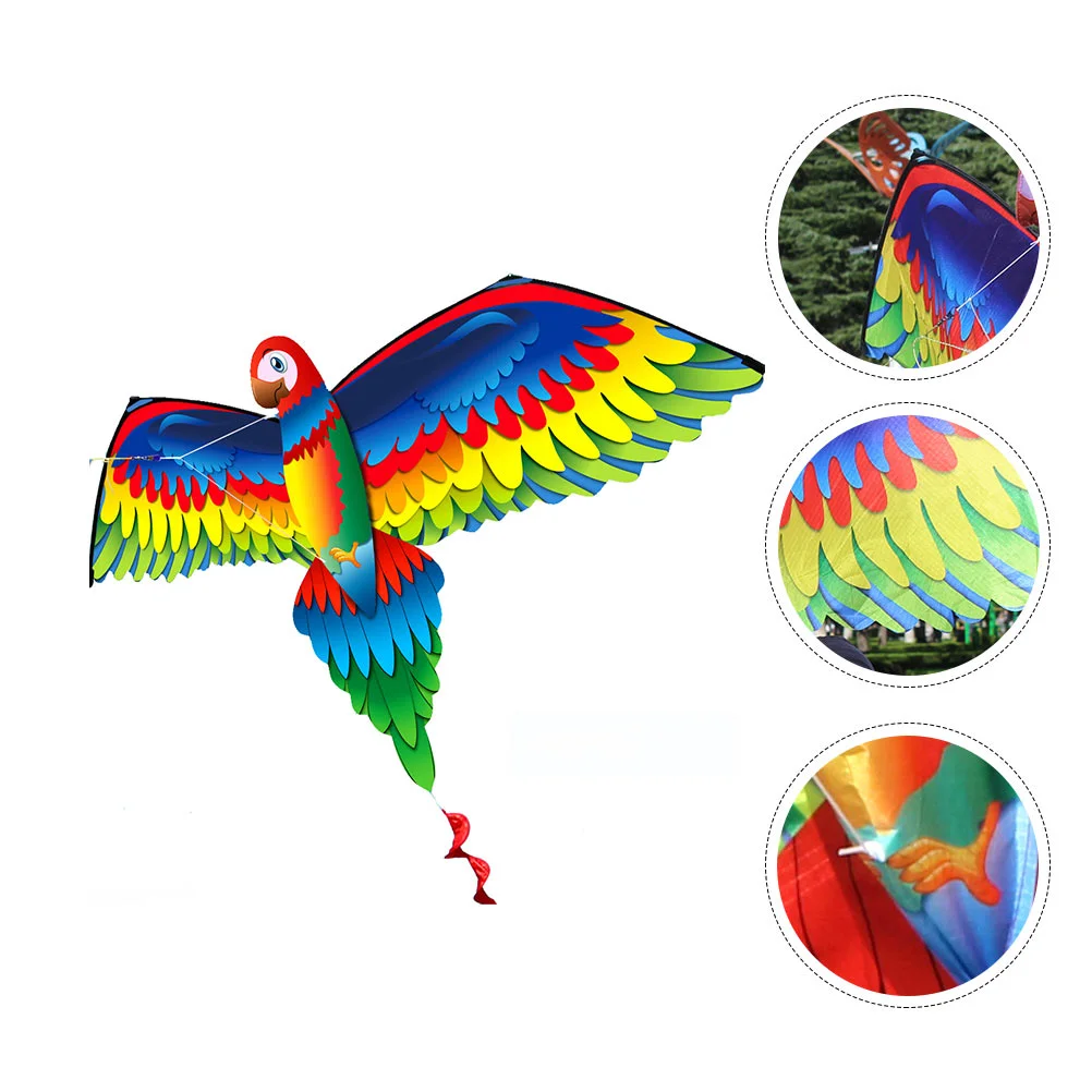 

Three-dimensional Parrot Kite Kids Kites Long Tail Flight Beach Easy Fly High-quality Glossy Plaid Outdoor C. activity