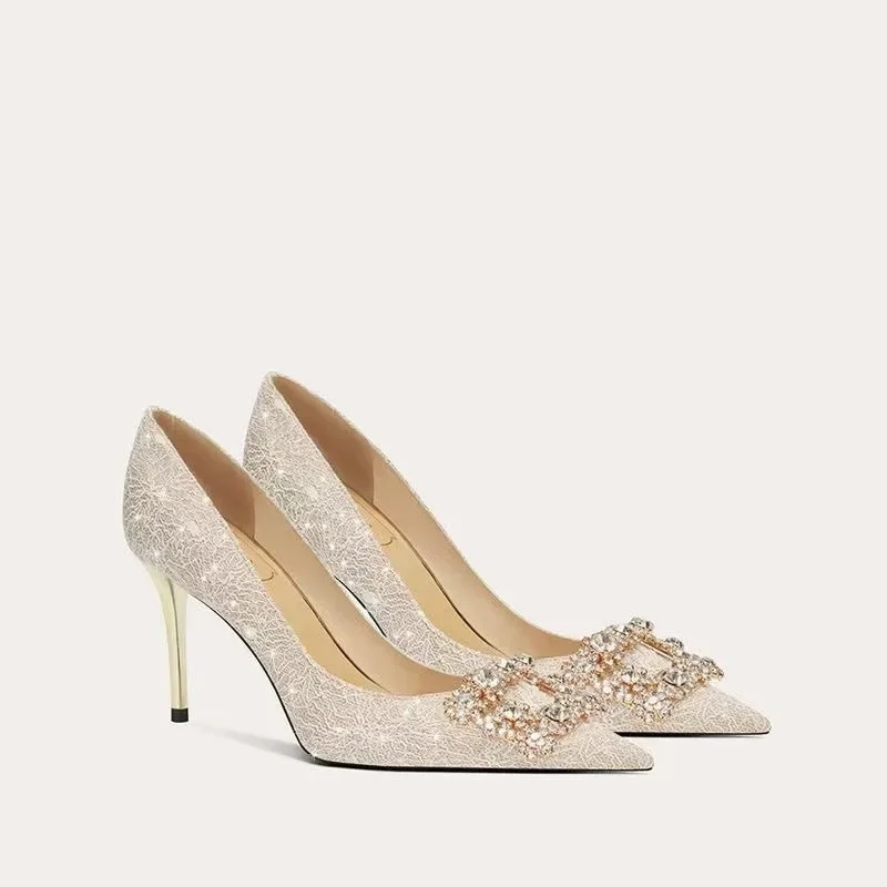 Новые удобные туфли с острым носком разноцветные женские на шпильке-шпильке в