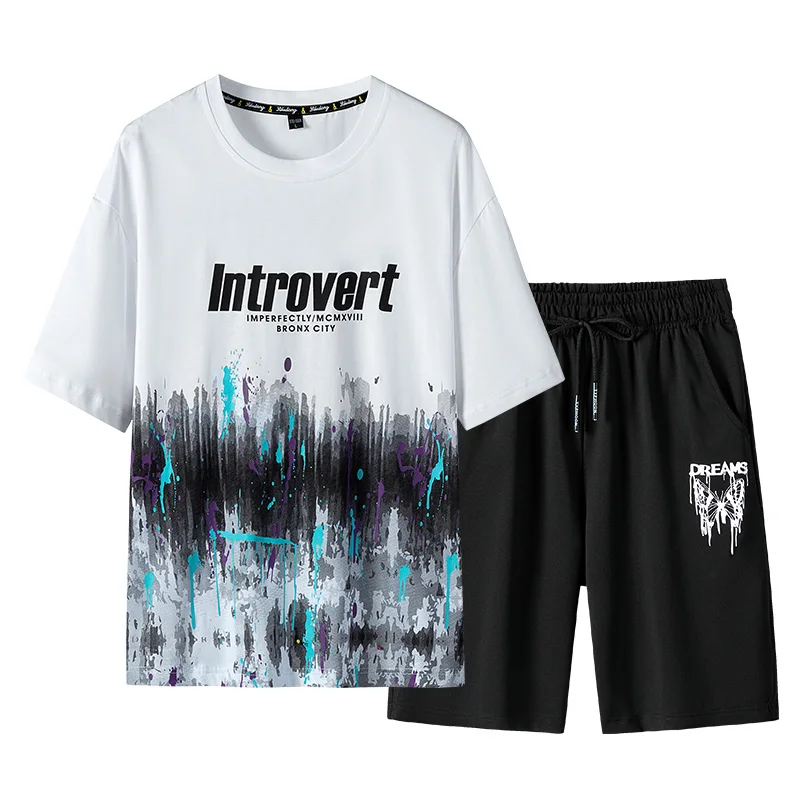 

Summer New Men's Sets Japan Fashion Tracksuit Men Streetwear Men Outfit Set T Shirts+Shorts 2 Piece Sets Casual Men Clothes