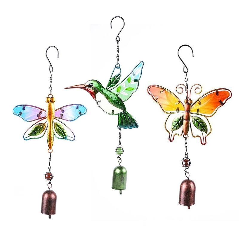 

3PC Bird Dragonfly Butterfly Wind Chime For Wall Window Door Wind Bell Hanging Ornaments Vintage Home Decoration Crafts