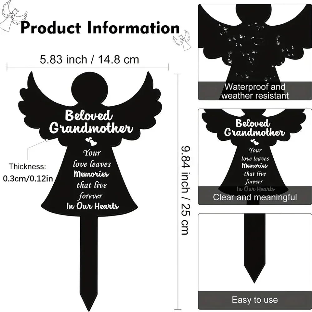 Декоративный Маркер Для Мемориальной Гравировки С Изображением Ангела И Бабушки