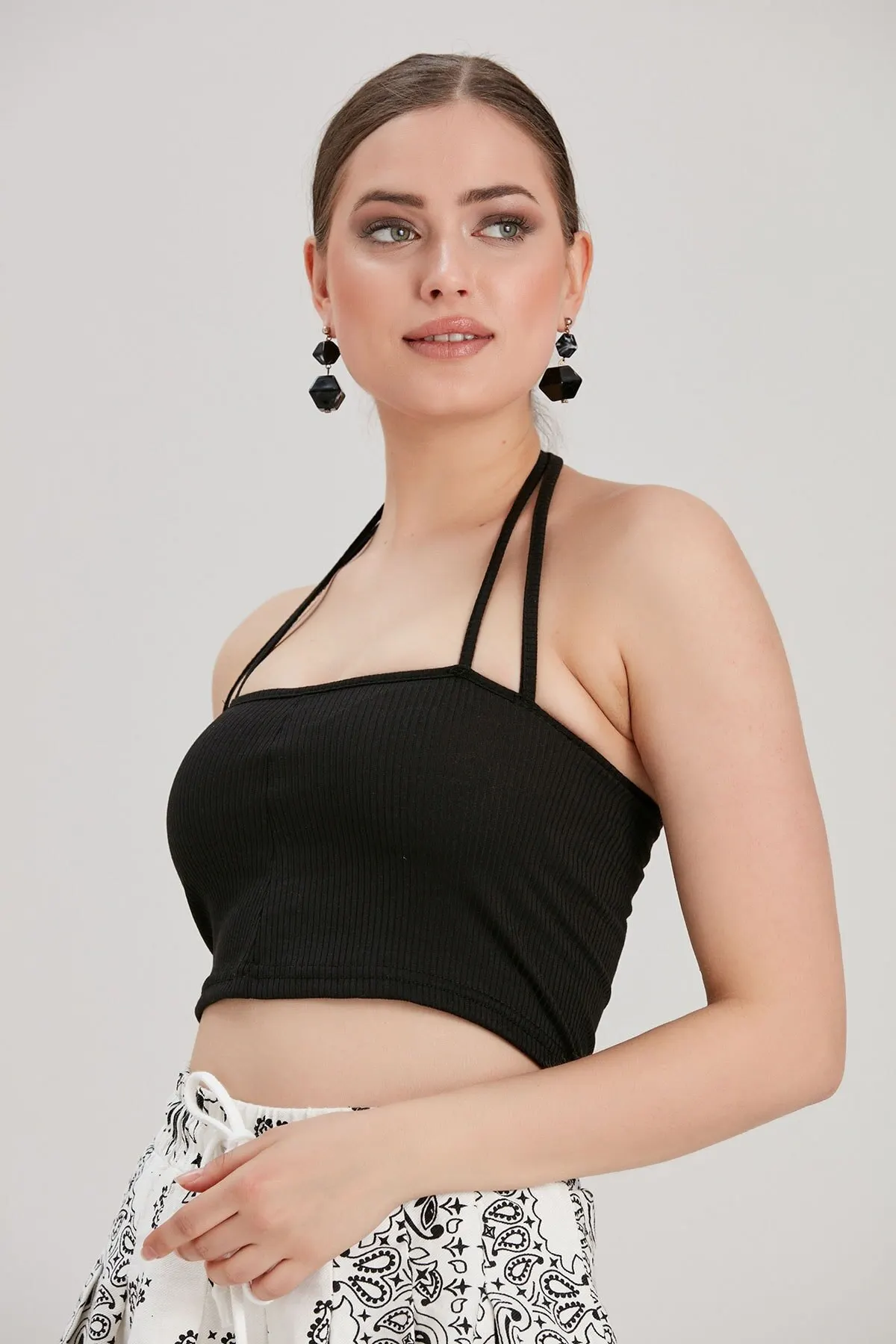 

Women's Summer Crop Top Blouse Black Double Strap Crop Blouse Casual Tank Top Vest Blouse