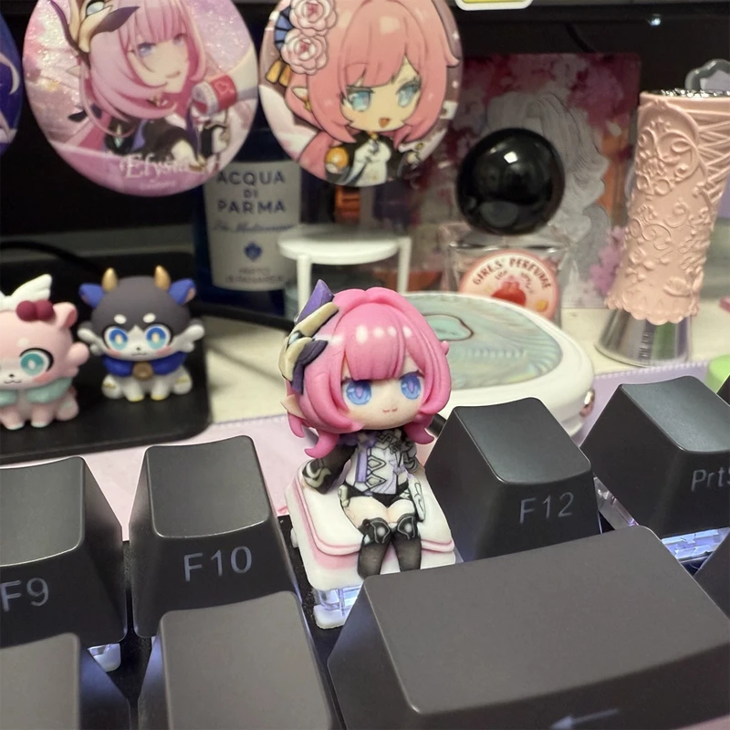 Фото Клавиатура для игры Honkai Impact 3: механические магнитные переключатели, кастомные аксессуары для клавиатуры, кросс-переключатели, аниме-кейкапы Elysia №3