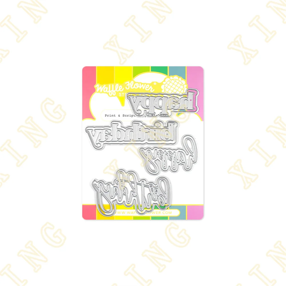 

Metal Craft Cutting Dies for DIY Scrapbooking Paper Diary Decoration Manual Handmade for Embossing Print & Script Happy Birthday