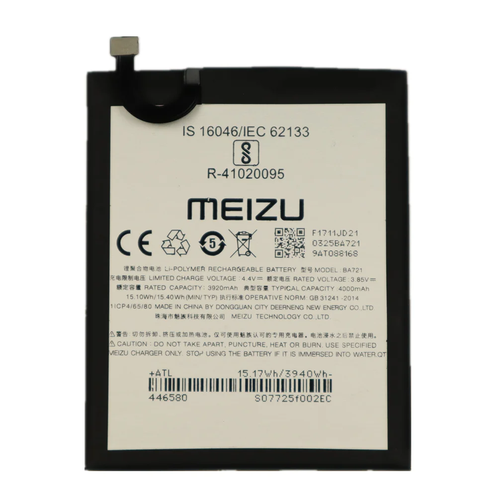meizu 4000mah ba721 100 original replacement battery for meizu m6 note m721h m721l mobile phone batteries free global shipping