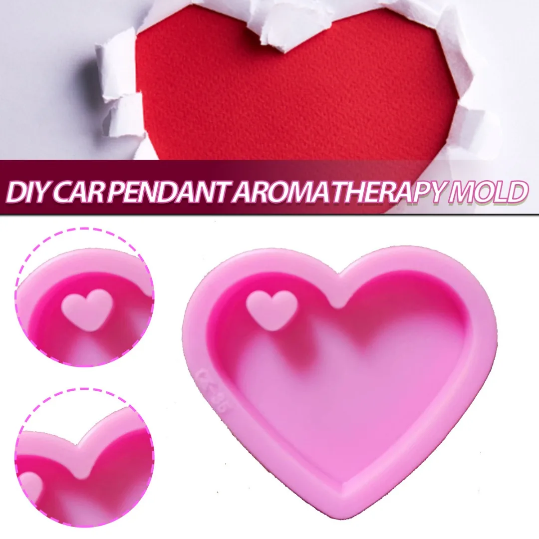 

1pc Love Heart Silicone Mold Resin Epoxy Casting Mould DIY Car Aromatherapy Molds Jewelry Charms Pendant Home Decoration