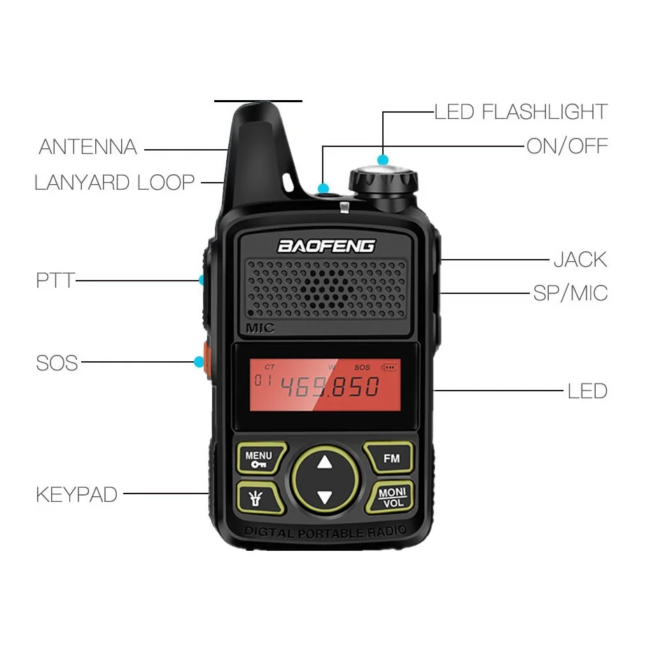 BF-T1 Kids Radio Scanner Baofeng Mini Walkie Talkie UHF 400-470MHz Ham Radio Station hf Transceiver with Headsets