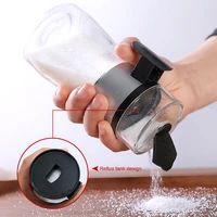push type salt dispenser transparent spice jar shaker seasoning container jar organizer kitchen gadgets