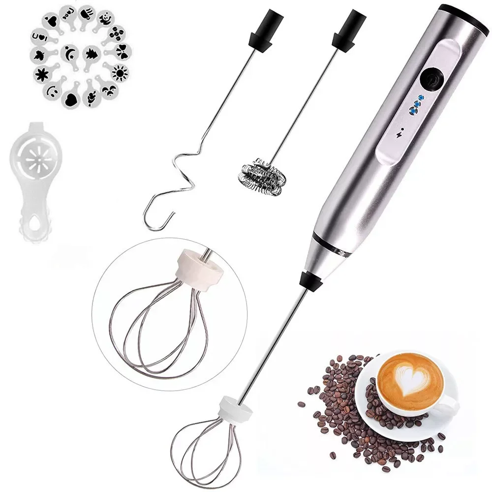 

Electric Mixer 3 Speed Milk Frother Hand Blender Stirrer USB Rechargeable Eggbeater Mini Foamer Whisk for Cappuccino Chocolate