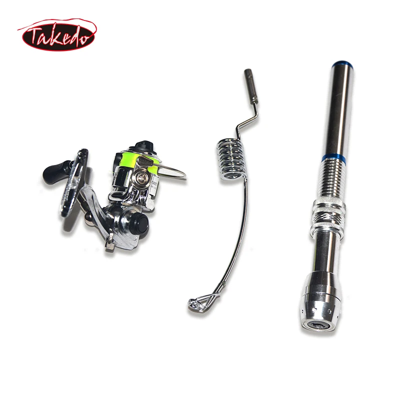

TAKEDO IZ-XM Matel Mini Ultra-small Ice Boat Fishing Rod Carretilha De Pesca Winter Pesca Fishing Rod Set