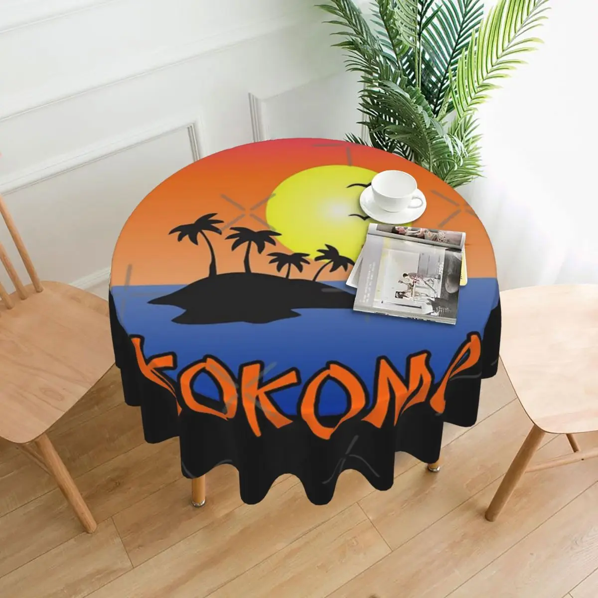 

Скатерть Kokomo с изображением летнего заката, диаметр 60 дюймов, 152 см, водонепроницаемая декоративная рамка, праздничный Декор