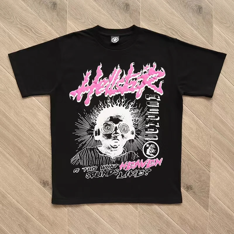 

HELLSTAR T Shirt Men Women Pink Letter Print Logo High Quality Cotton Short Sleeve Top Tee Hellstar T-shirts