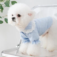 pet dog clothes spring summer princess style bubble sleeve lace shirt puppy cat bottomed shirt medium and small dogs chihuahua