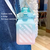 1 5l large capcity water bottle with lanyard outdoor fitness running gym training plastic sports travel rock climbing bottles