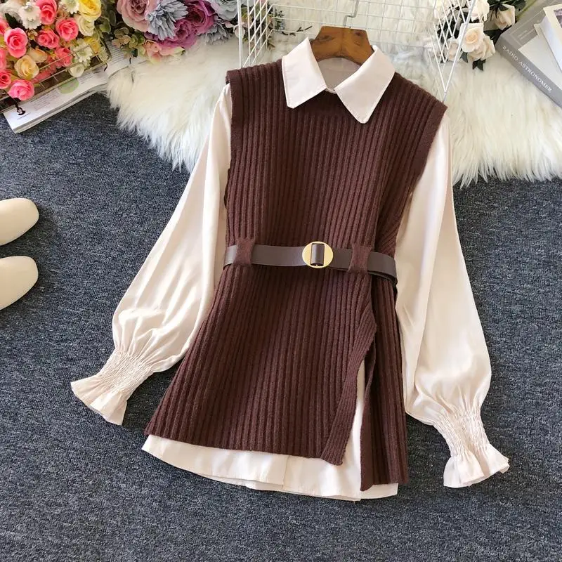 Shirt Knitted Vest 2023 Spring Dignified Goddess Fan High Quality Casual Fashion Trending Suit Fashion