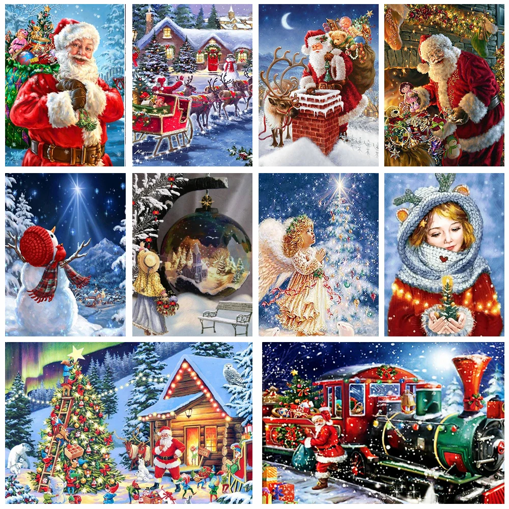 

Christmas 5D DIY Diamond Painting Santa Claus Elk DIY Diamond Mosaic Window Diamond Embroidery Cross Stitch Kit Home Decor Gift