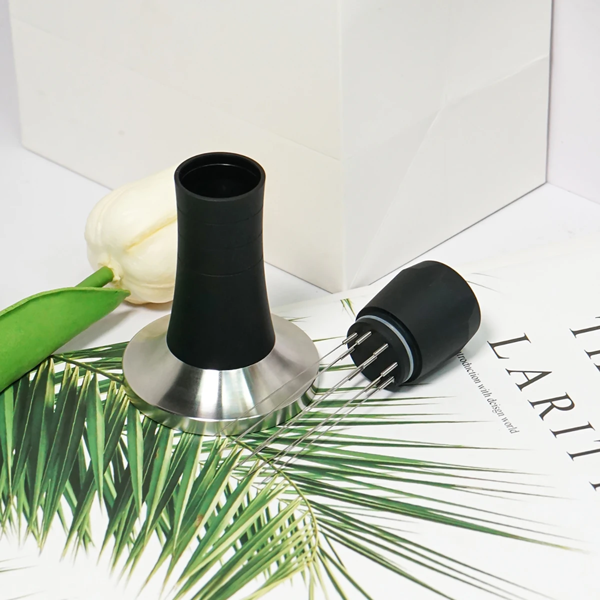 

2 In 1 Coffee Stirrer 51/53/58MM Flat Base Espresso Tamper Needle Distribution WDT Tool Coffee Needle Tamper Coffee Tool