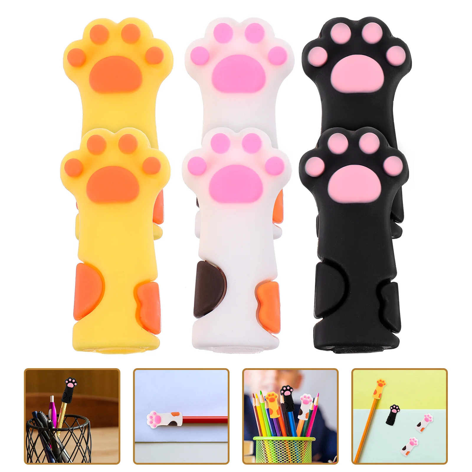 

6 Pcs Pen Case Toys Cat Claw Extenders Paw Silica Gel Protective Cases Adorable Protectors Silicone Pupils Caps School supplies