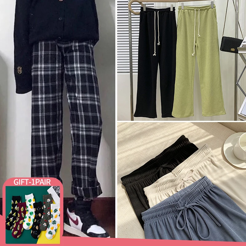 

Брюки женские повседневные, тонкие свободные штаны с широкими штанинами, с завышенной талией, мягкие удобные эластичные длинные штаны, летн...