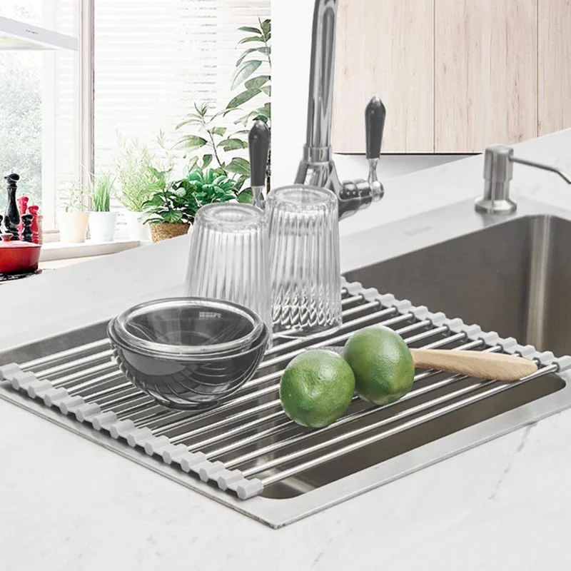 

Drain Tray Folding Sink Organizer Foldable Dish Drying Rack Drainer Shelf Storage Home Kitchen Accessories Bathroom Supplies