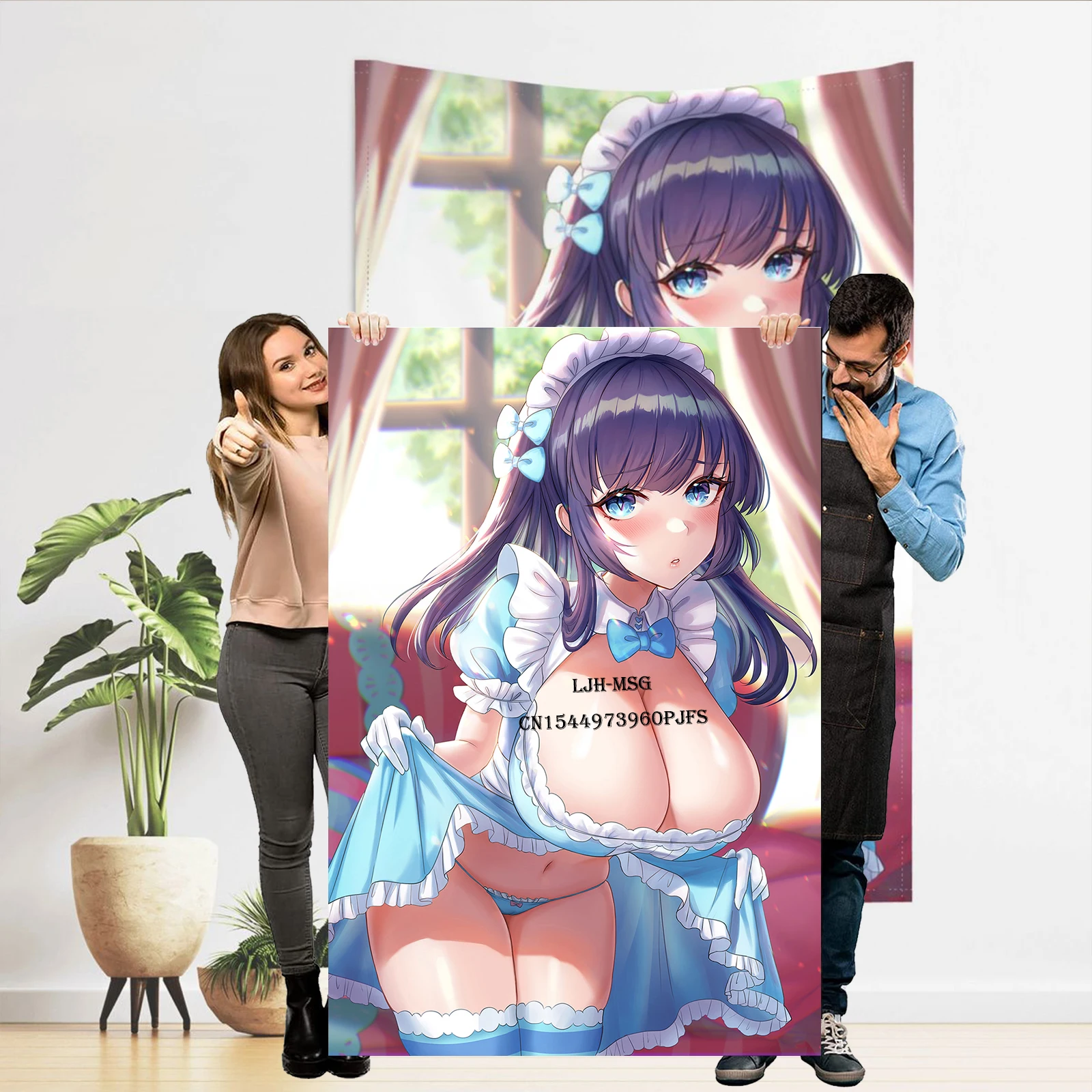 

Anime Tapestry for Bedroom Hentai Huge Breats Girl Custom Canvas Wall Art Sexy Maid Tapestries Funny Adult Paintings Room Decor