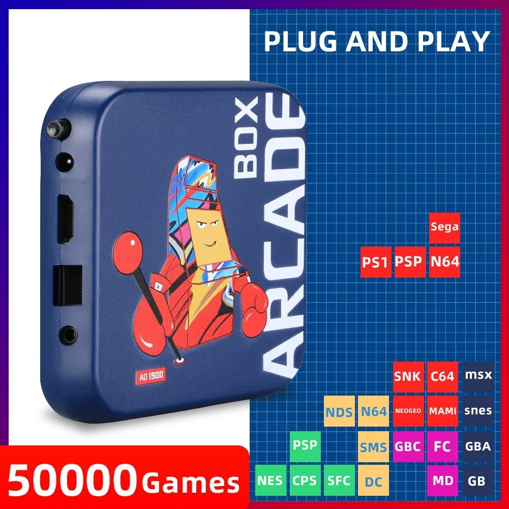 

Arcade Box Portable Game Console for PSP/PS1/DC/Naomi/NEOGEO Classic Retro 50000 Games 4K HD Display on TV Projector Monitor