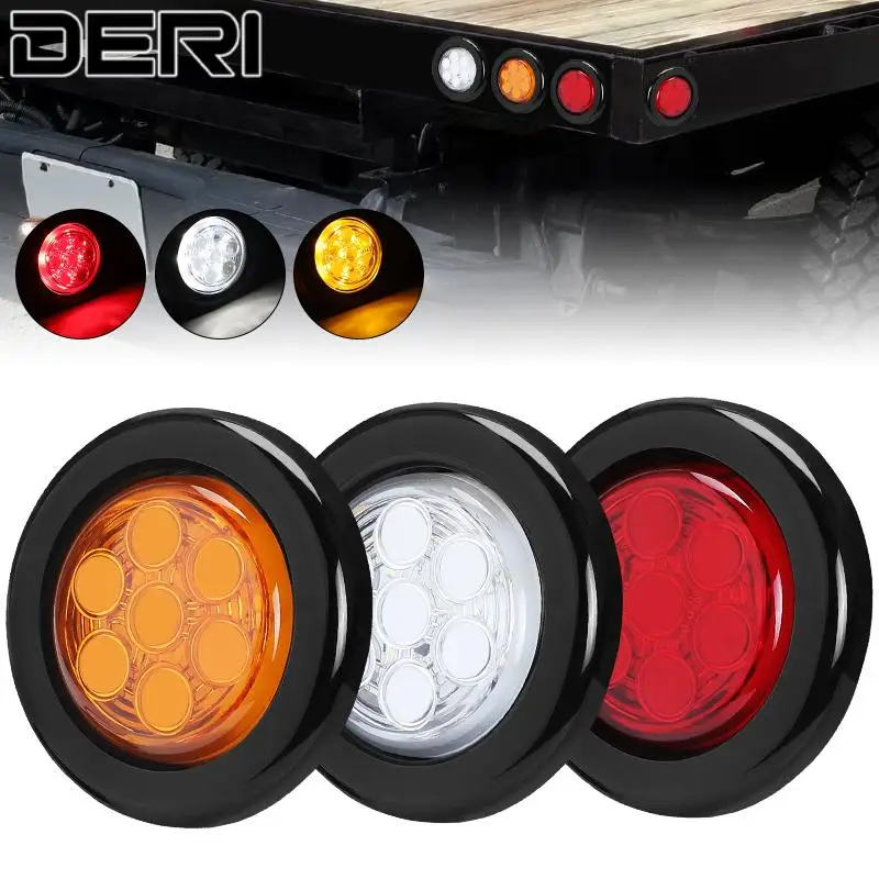 Waterproof Truck 12V LED Roof Parking Taillight Flush Mount Brake Side Marker Light 2 Inch Round Width ClearanceLamp For Trailer