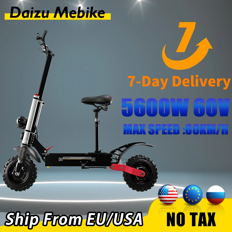 

60v 26ah Electric Scooter Max Speed 85km/h E scooter Long Range 100km monopattino elettrico with Seat 60V 5600W Powerful