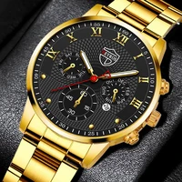 fashion mens watches for men sports luminous clock stainless steel quartz wrist watch man business leather watch montre homme