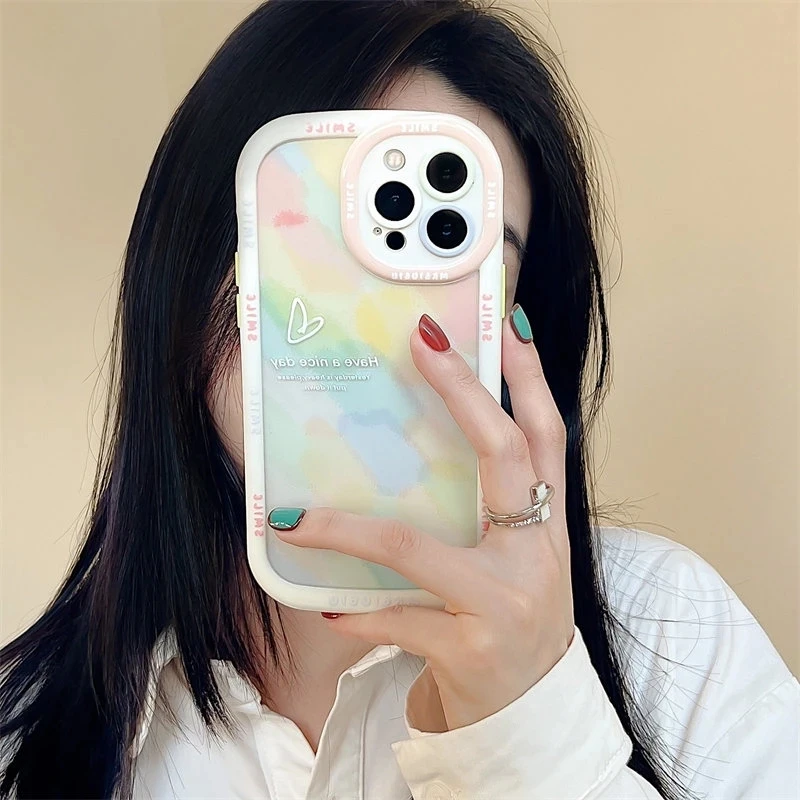 

Colorful Little Love Star Phone Case for iPhone 14 Pro Max 13 12 11 Pro MaxGraffiti Watercolor Bumper Protect Soft Back Cover