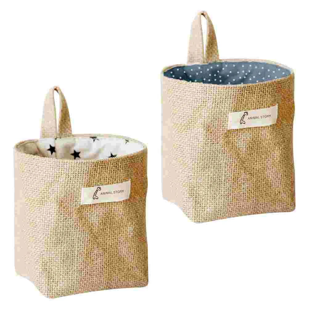 

2Pcs Hanging Decorative Wall- Hanging Basket Organizer Collapsible Box Bin Bags for Wall Door Closet Home
