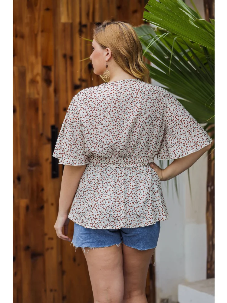 New Fashion Short Sleeve Small Fresh Shirt Women's Dot V-Neck Polka Dot Large Top plus size feminino  t-shirts