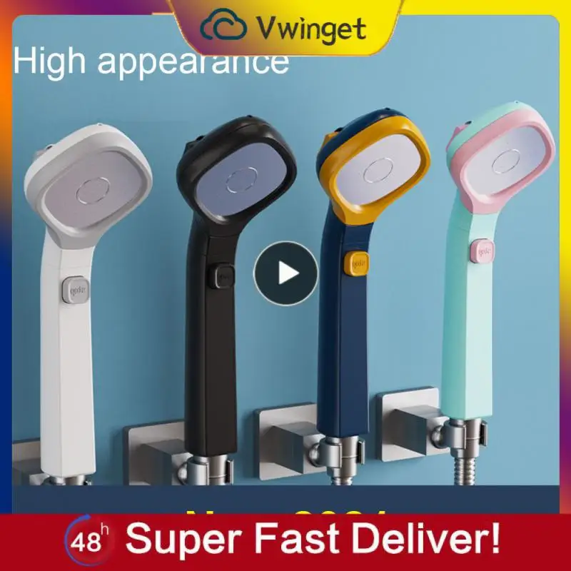 

4 Modes High Pressure Shower Head With Switch On Off Button Sprayer Water Saving Adjustable Shower Nozzle For Bathroom