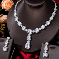 jimbora luxury bridal wedding sparkling pendant earrings necklace jewelry set super shiny cz fashion best gift jewelry new