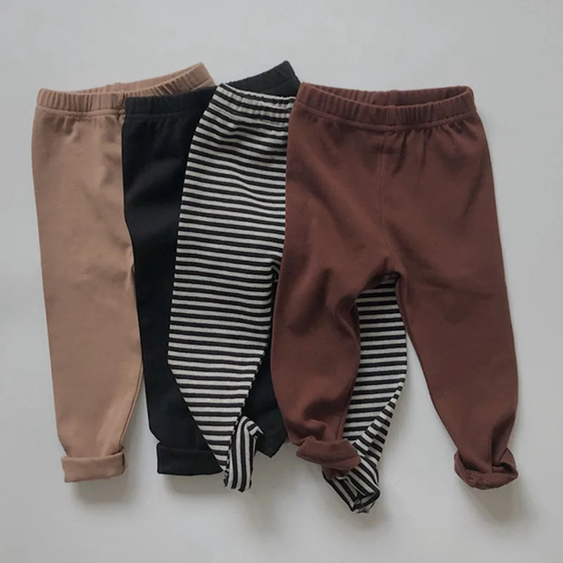 

Брюки для маленьких девочек и мальчиков, демисезонные хлопковые однотонные повседневные Модные брюки в Корейском стиле, детские брюки с эл...