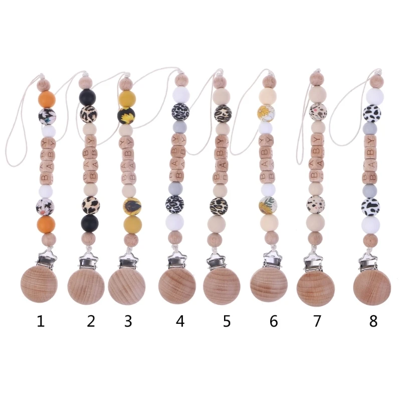 

Baby Pacifier Clip Dummy Clips Anti-drop Chain Soft Silicone Bead Hanging Clip Infant Teething Pains Relief Nipple Clip