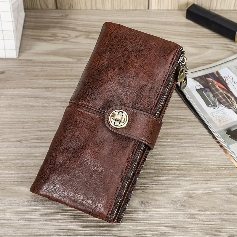 

Contact'S Long Wallet Woman Zipper Phone Pocket Purse Money Bag with AirTag Slot Ladies Clutch Wallets Genuine Leather