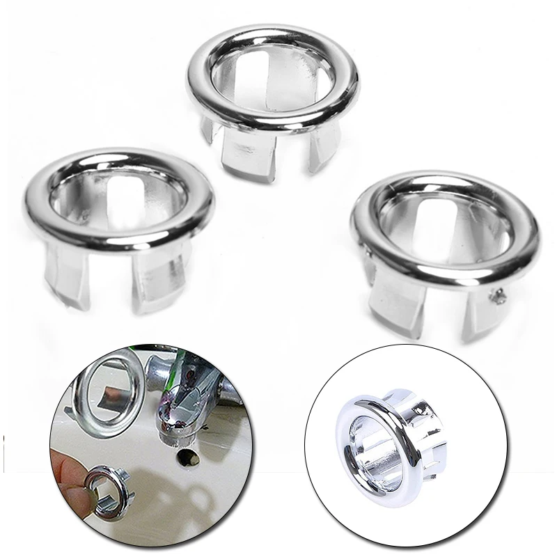 

3pcs High Quality Plastic Bathroom Basin Sink Overflow Ring Sink Accessories Round Kitchen Drain Cap Cover For Bathroom Faucet