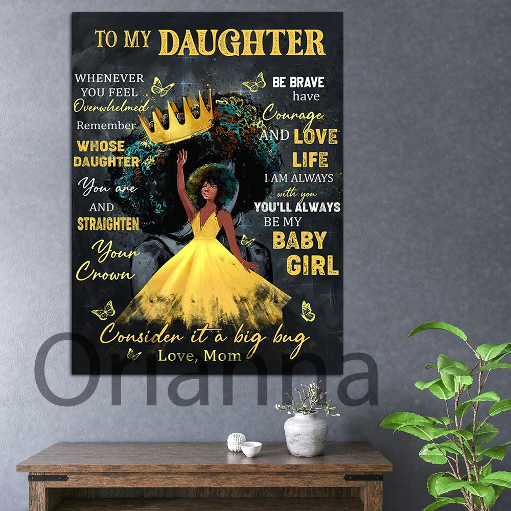 

Afro Girl Canvas Art Straighten Your Crown Wall Art Black Queen Poster Print Afro Queen Wall Decor African American Art Decor