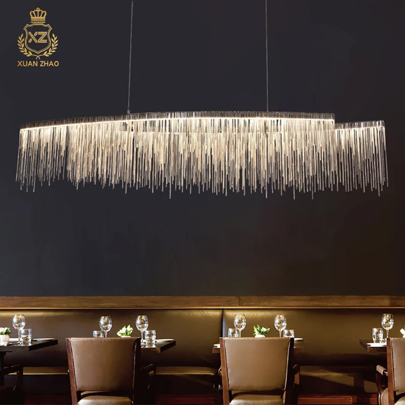 

XUANZHAO Nordic Lamps Long Dining Room Bar Coffee Shop Creative Tassel Aluminum Chain Post Modern Chandeli