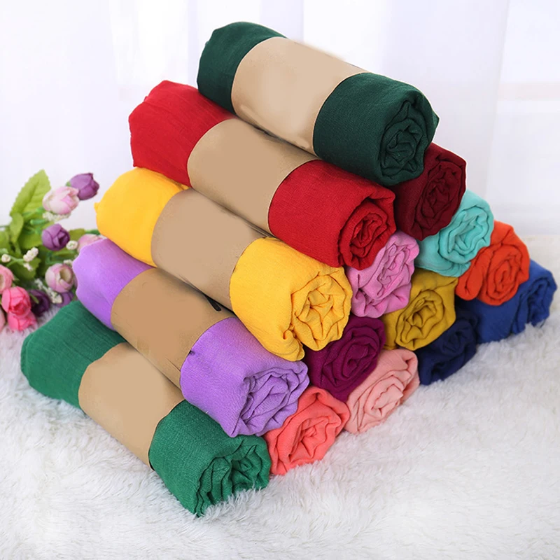 

180*45cm Candy Colored Cotton Linen Long Scarf Solid Color Soft Scarves Shawls Monochrome Silk New Women Beautiful Gift Scarf