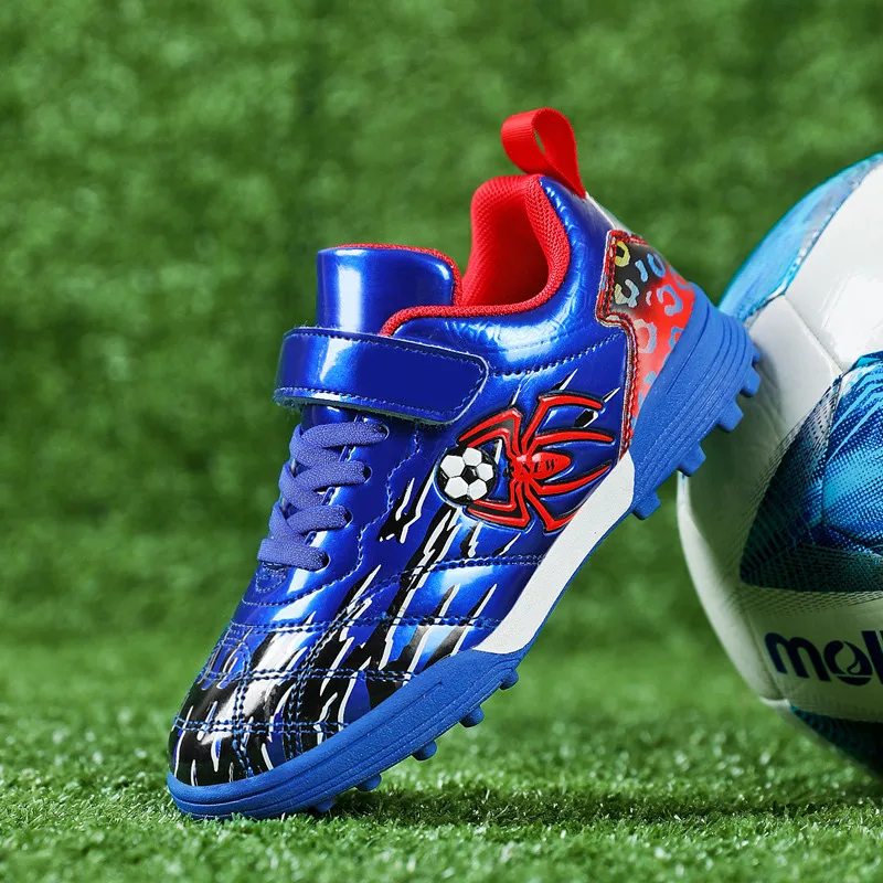 Fashion Blue Kids Soccer Shoes Society Outdoor Child Football Boots Cleats Futsal Sneakers Boys Soccer Training Sport Footwear