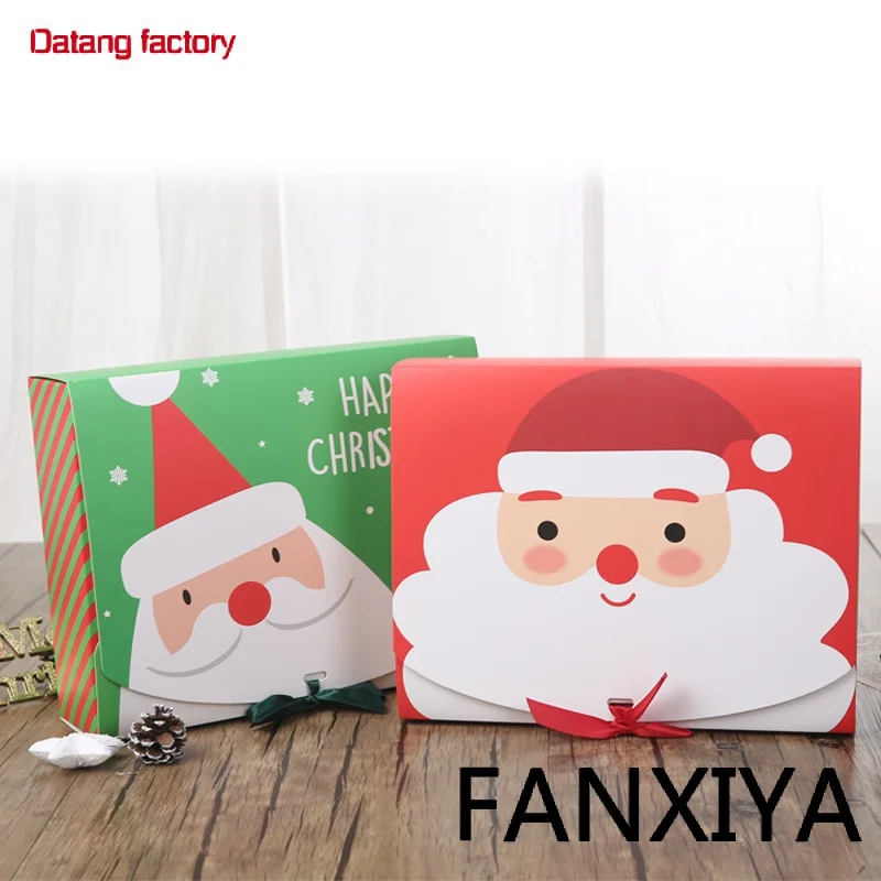 

New Design Santa Claus Xmas Eve Candy Gifts Case Gift Paper Packaging Box Paper Packing Gift Box Christmas With Ribbon